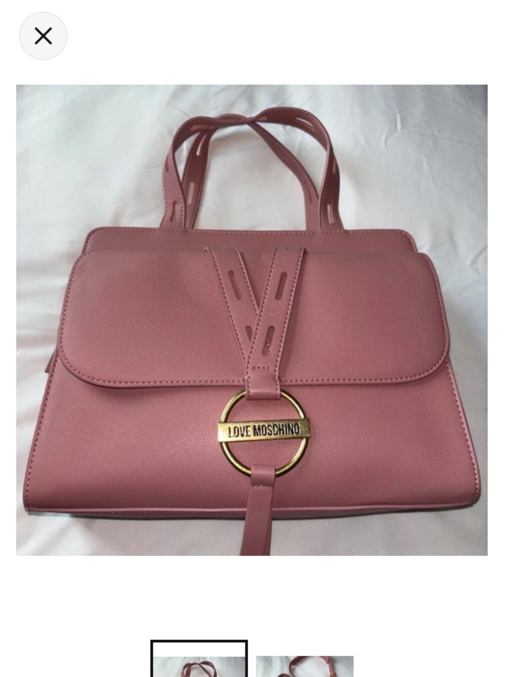 Love Moschino Dusty Rose Leather Satchel with Gold Accent